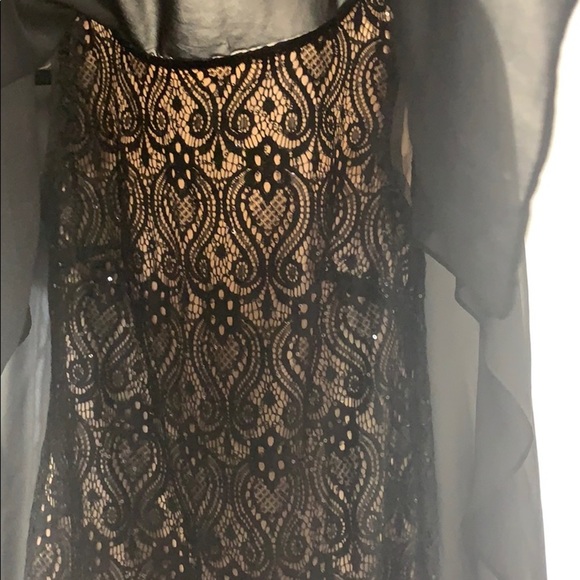 R&M Richards lace beaded dress with sheer overlay - Picture 5 of 8